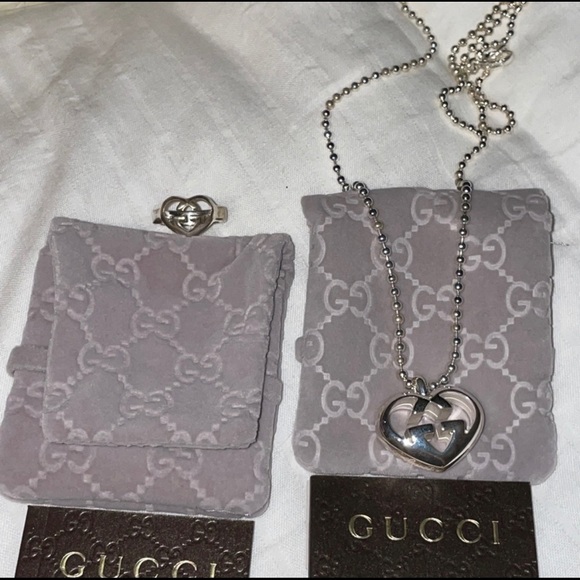 Authentic Gucci matching necklace and ring